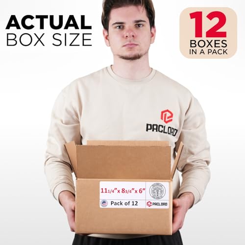 Image of Medium Cardboard Boxes 11 1 /4 inchL x 8 3 /4 inchW x 6 inchH (Pack of 12) - USA-Made Packing Boxes for Moving, Shipping, or Storage - USPS, UPS, FedEx Approved - Professional Packing Supplies for Moving