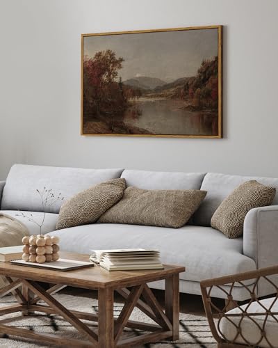 Image of ARPEOTCY Vintage Framed Canvas Wall Art, 24x36 Inch, Fall Landscape Large Wall Decor for Living Room, Vintage Scenery Painting for Bedroom, Framed Art Prints, for Office
