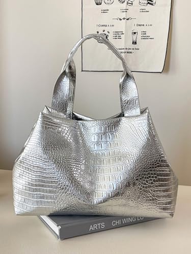 Women's Crocodile Pattern Tote Bag PU Leather Evening clutch Purse Fashion Shoulder Bag3