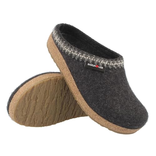 Image of HAFLINGER Grizzly Zigzag Felt Clog Wool Slipper