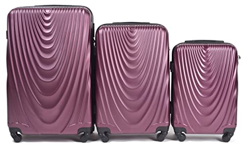 Valise bordeaux en lot de 3 avec roulettes et poignée télescopique Wings
