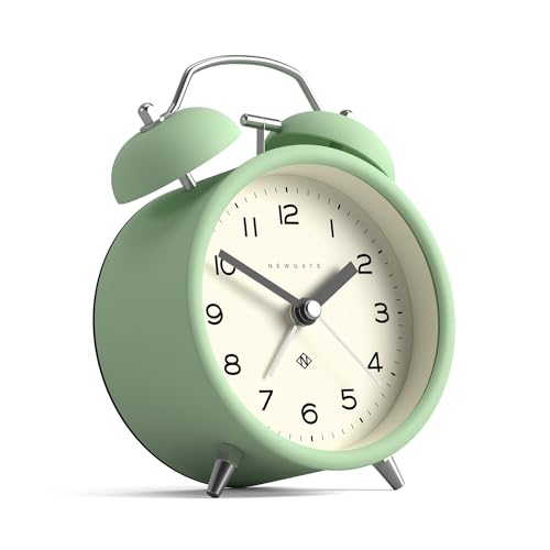 NEWGATE® Charlie Bell Echo Alarm Clock | Modern take on Classic Twin Bell Clock | Neo Mint | Easy to Read Numbers | Ideal for Bedside, Desk or Shelf | Modern Retro Bedroom & Office Accessory