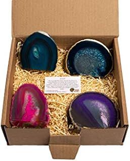 British Fossils Gift Boxed Genuine Brazilian Agate Ornaments (Mixed Colours - Set of 4)