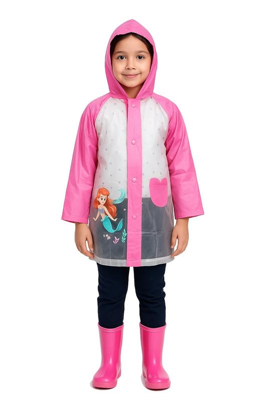 Image of Kids Waterproof Long Raincoat for Boys & Girls | Lightweight Hooded Rainwear with Pockets | Full-Length Rain Coat for School, Travel & Outdoor Use