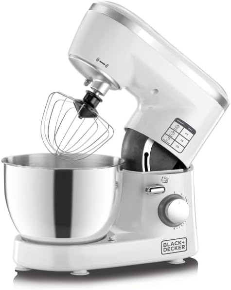 Black & Decker Kitchen Stand Mixer Machine, 1000W Power, 4L Large Capacity, Stainless Steel Bowl, 6 Speed Settings for Perfect Baking Results, Easy Mixing & Kneading, 2 years warranty, SM1000-B5