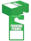 Green Parking Permit Hang Tags, 50 Pack, Poly Plastic Parking Placards, Temporary Parking Passes, Bulk Pack, 3' x 5' Placards for Rearview Mirror, Thick Gauge (0.2'/0.5 mm), by Better Office Products