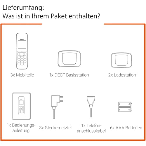 Gigaset Pure 220 Trio - 3 Schnurlose DECT-Telefone - mit Call-Block-Taste und Freisprechfunktion - Hörgerätekompatibel - Adressbuch, anthrazit schwarz [Kompatibel in DE, IT, FR, NL, BE, Che, AUT]