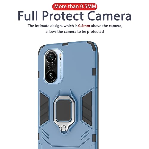 Image of Pikkme Redmi k40 / K40 Pro Back Cover | D5 Tough Armor Bumper | 360 Protection Case | Ring Holder Stand Case for Redmi k40 / K40 Pro (Blue)