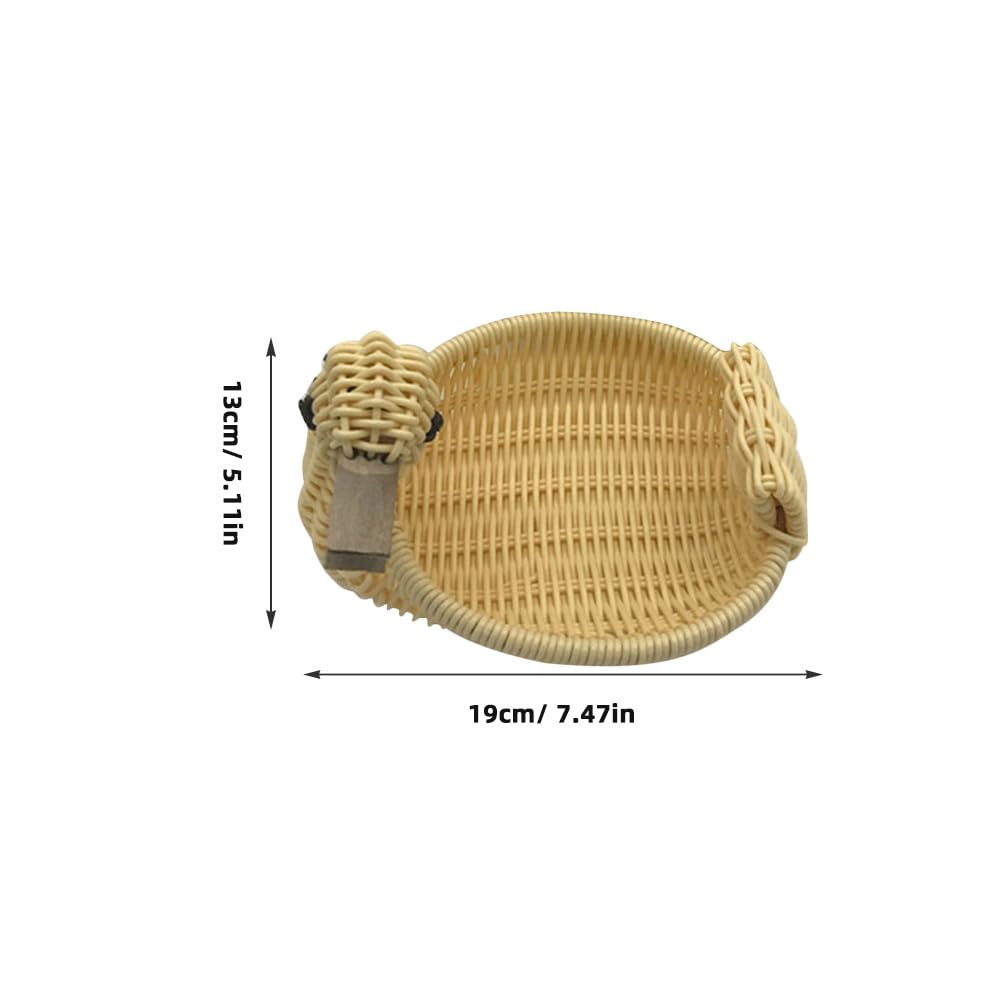 Amosfun Faux Rattan Duck Basket Fruit Food Trays Wicker Woven Storage Bin Rattan Dish Coffee Table Ornament 7 x 5.5 x 5 Inch