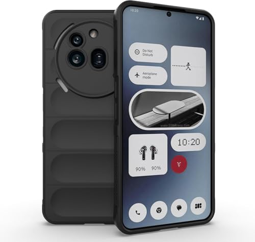 Image of ShieldTech AirGuard Series Back Cover Case for Nothing Phone 3a Pro | Microfiber Lining | Airbag Cushion Drop Protection | Silicone Cover Case | Anti Slip Grip - Black for Nothing Phone 3a Pro