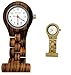 Handgefertigte Holzwerk Germany® Schwestern-Uhr Taschen-Uhr Ansteck-Uhr Puls-Uhr Kittel-Uhr Pflegeuhr-Uhr Öko Natur Holz-Uhr Braun Weiß Zebra Krankenschwester-Uhr Analog Klassisch Quarz-Uhr