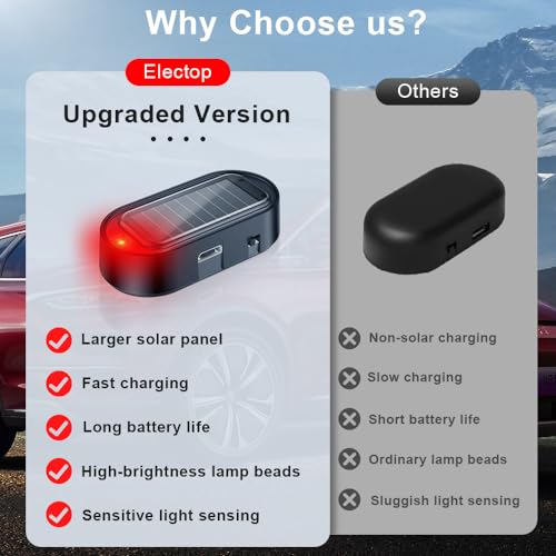 Image of Car Solar Power Simulated Dummy Alarm, Anti-Theft LED Flashing Security Light Fake Car Alarm, Automotive Warning Interior Safety Light with USB Charging Port, Car Accessories(Red Light /4PCS)