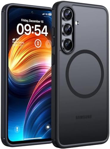TOCOL für Samsung Galaxy S24 FE Hülle, Kompatibel mit MagSafe, Schwarz | Starke Haftkraft Magnetring, Kameraschutz mit erhöhten Rändern, Militärschutz Stoßfest Kratzfest, Durchsche
