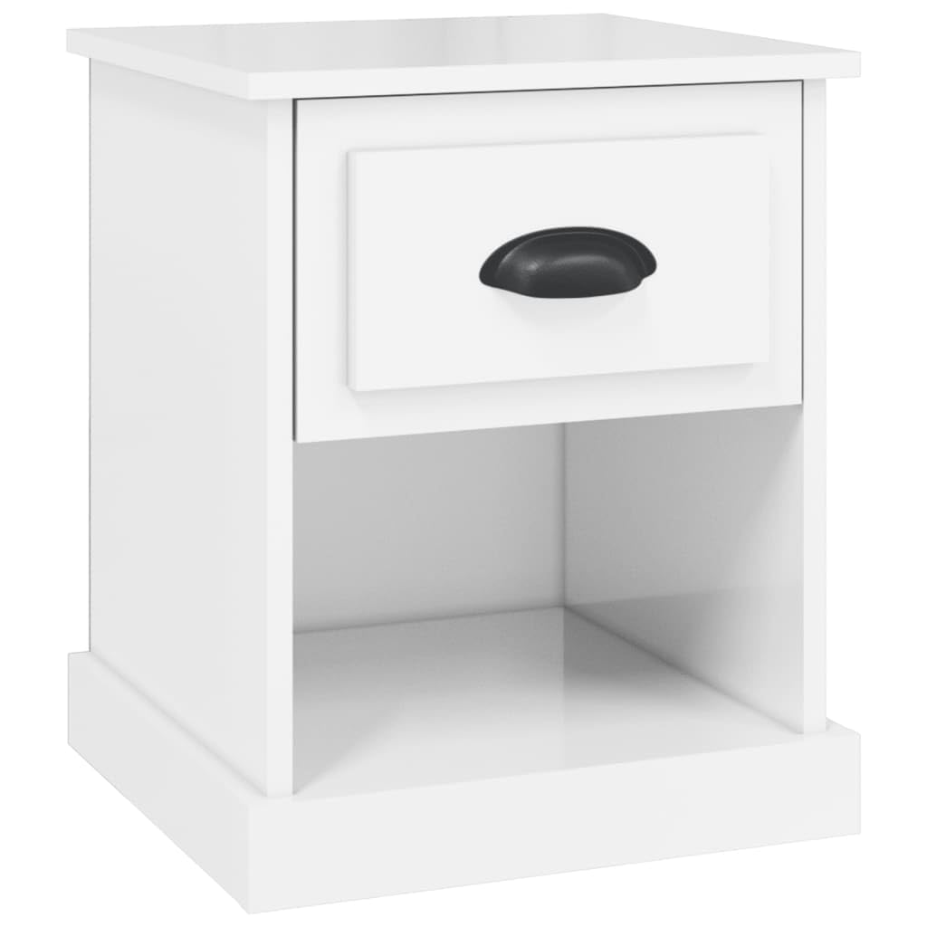Table de chevet blanc brillant 39x39x47,5 cm bout de canapé en bois