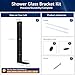 LukLoy Fixed Glass Bracket, Wall to Glass Shower Support Bar, One-Piece Casting L Shape Stabilizer Mounting Bracket for 8-12mm Shower Glass Panel, No Drill in Glass(Black, Left)
