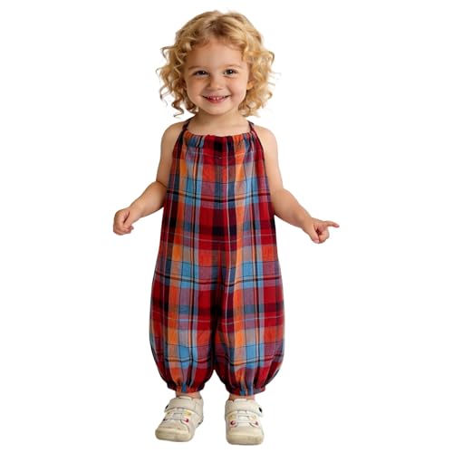 Pantalons à grille style salopette longue fille élastique et fluide