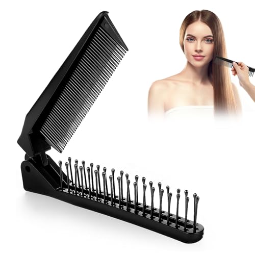 多目的トラベル折りたたみコーム1個 - 太い髪と細い髪をスタイリングするための2イン1小型ヘアブラシ - 耐久性のあるコンパクトトラベルブラシ、トラベルブラシ、折りたたみヘアブラシ、トラベルヘアブラシ、トラベルコーム、折りたたみコーム