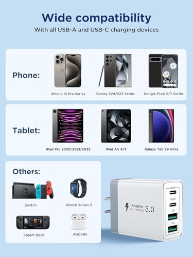 Aioneus USB C Charger Block, 40W Fast Charging Block Type C Charging Block 4-Port Dual Port PD+QC Wall Charger Head Cube for iPhone 17 16 15 14 13 12 11 Pro Max XS, iPad, Samsung Phone, Tablet - Image 7