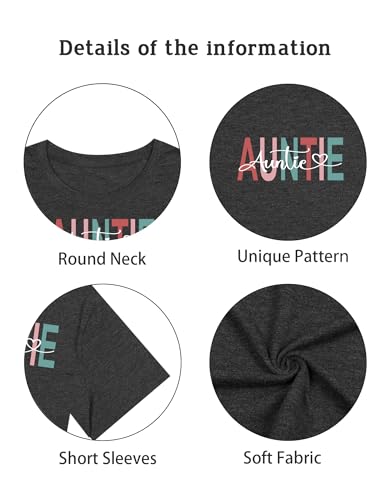 Aunt Shirt for Women Cool Aunts Club T Shirts Gift for Auntie Shirts Auntie Life Cute Short Sleeve Casual Tee Tops4