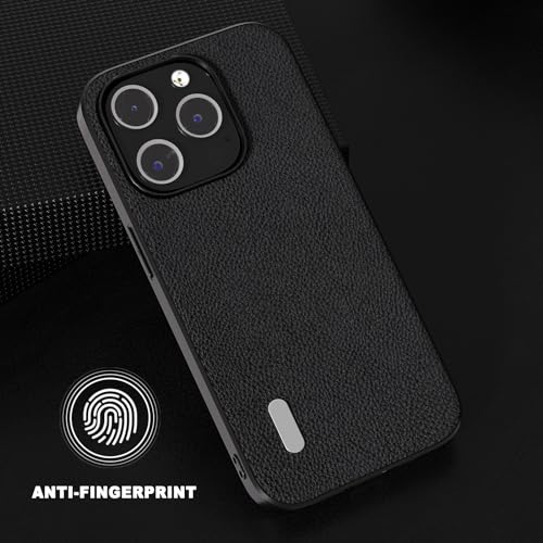 Carcasa de cuero PU premium texturizado y tacto suave para iPhone 15 Pro 3
