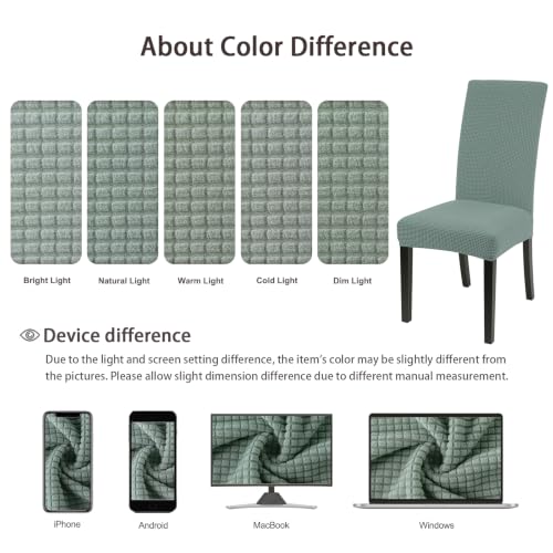 Image of SearchI Chair Covers for Dining Room Set of 4, Stretch Jacquard Kitchen Parsons Chair Covers,Washable Spandex Dining Chair Slipcovers Seat Protector for Hotel,Banquet,Ceremony(Sage Green)