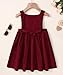 USKIDKK Toddler Girl Cotton Linen Summer Dress Suspender Sleeveless Button Beach Girls Sundress (Wine Red, 3-4T)