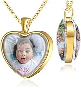 Fanery Sue Double-sides Picture Necklace Personalized Photo for Women Men, Custom Photo Pendant w...