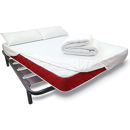 Duérmete Online   Pack Cama Completa Total con Colchón Lite + Somier Reforzado + Sábana Protectora Ajustable Tencel + Relleno Nórdico + Almohada 105x190