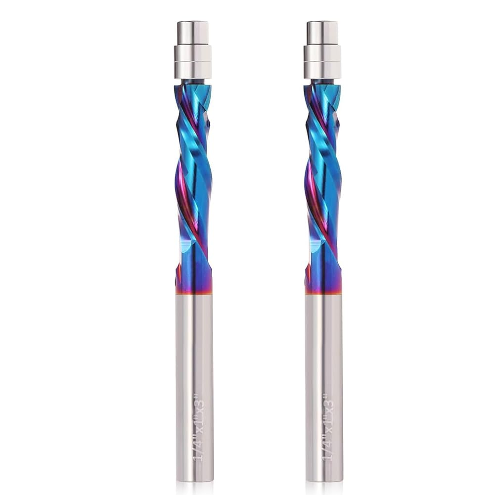 Jnchdghwa As Shown Up Down Cut Compression Spiral Flush Trim Router Bit(2Pcs), 1/4 Inch Shank, 1 Inch Cutting Length, Compressor Type