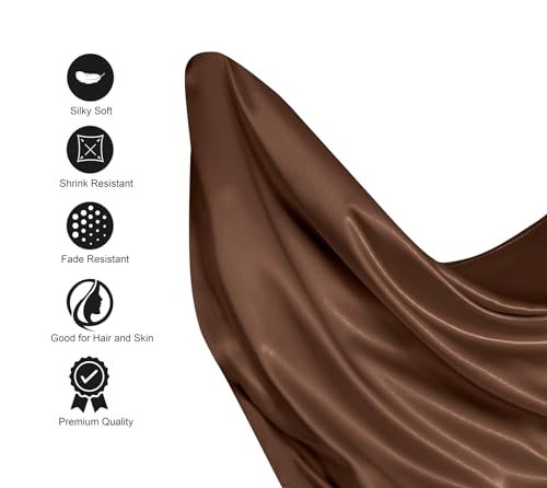 Image of Lanest Housing Silk Satin Sheets, Twin XL Size Satin Bed Sheet Set with Deep Pockets, Cooling Soft and Hypoallergenic Satin Sheets Twin XL - Brown