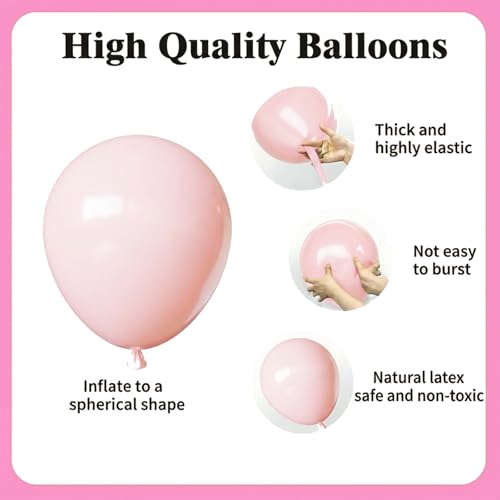 Image of Light Pink and White Balloons Kit, 65pcs 12 Inch Pink Balloons Pastel Pink Confetti Latex Balloons for Birthday Wedding Baby Shower Party Decorations