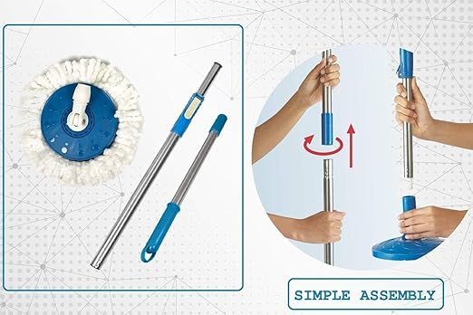 Image of Spin Mop Stick Handle Replacement | Adjustable Telescopic Stainless Steel Mop Rod | Rust Resistant Heavy Duty Mop Stick | Comfortable Grip Rod for Wet & Dry Floor Cleaning | Home, Office