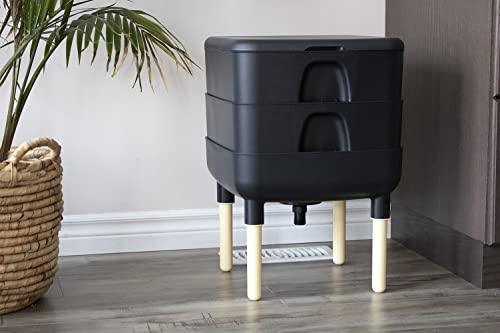 Image of FCMP Outdoor - The Essential Living Composter, 2-Tray Worm Vermicomposter Bin (HF-LC4000v2-BLK) Black