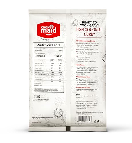 Image of COOKMAID Fish Coconut Curry - 300g | Malabar Fish Curry Paste | Kerala Style Coconut Fish Curry Gravy | Ready to Cook Masala for Fish | Instant & Easy Meal | No Preservatives | Serves 5-6