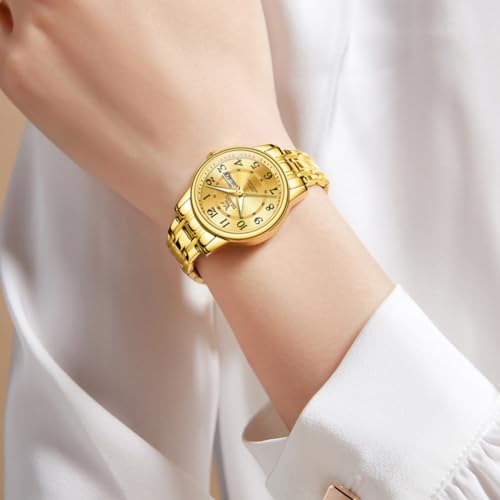 Image of OLEVS Watch Women Two Tone Watches for Women with Date Dress Womens Watches for Small Wrists Luxury Easy Read Women's Watch Waterproof Blue /Black /Gold /Silver Dial Reloj para Mujer