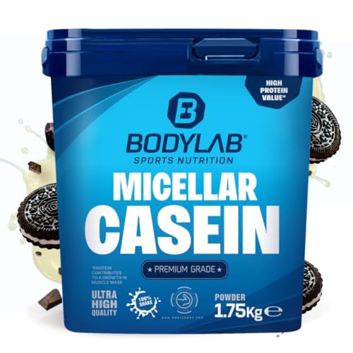 Bodylab24 Casein Micellar Cookies & Cream 1750g, 100% pures Casein, reich an BCAA-Aminosäuren, langes Sättigungsgefühl, unterstützt den Muskelaufbau und -erhalt, ideal während einer Eiweiß-Diät