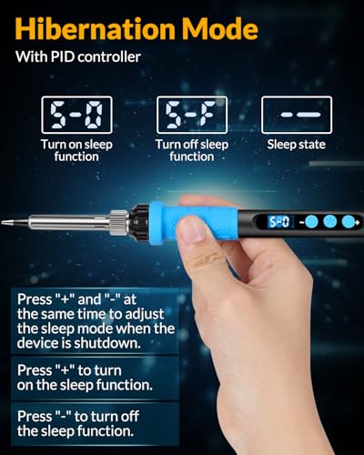 Lötkolben Set, 100W Hochleistungs-Lötkolben, Schnellaufheizung, Digitale Temperaturanzeige & Präzise Regelung 180℃-500℃, Tragbares Lötkit mit Schutzkappe & Automatischer Schlafmodus