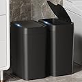 Vanpopubs 2 Pack 2.7 Gal Bathroom Trash Can with Lid, Automatic Trash Can Small Smart Garbage Can Touchless, Slim Motion Sensor Waterproof Plastic Trash Bins for Bedroom Office Kitchen Toilet Black