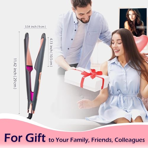Image of ANGENIL Pro Twist Ceramic Flat Iron 1 Inch, Dual Voltage Hair Straightener and Curler 2 in 1, Multi-Stylers Round Flat Iron Hair Curling Iron, Fast Heating LCD Display, 11 Adjustable Temp (250℉-450 ℉)