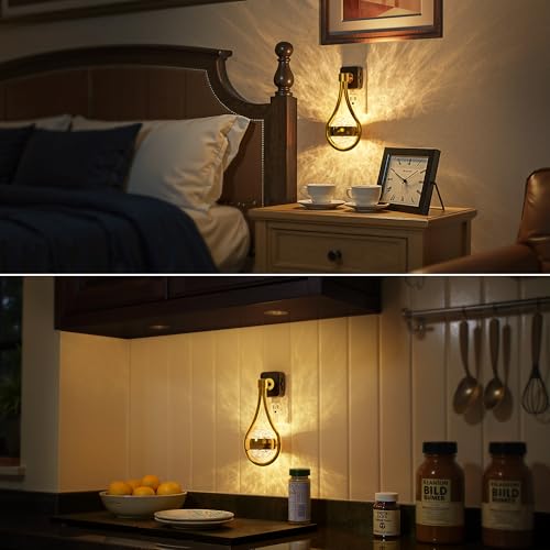 Image of Briignite LED Night Lights Plug into Wall, 330 Rotating Night Light with Dusk to Dawn Sensor, 0-100LM Dimmable Nightlight Adjustable Brightness, 3000K Warm White for Hallway, Bedroom, Stairway, 2pack