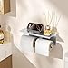 FORIOUS Double Toilet Paper Holder with Shelf, Wall Mount Tissue Roll Holder for Bathroom, 304 Stainless Steel Commercial Toilet Tissue Dispensers with Phone Shelf (1, Stainless Steel)
