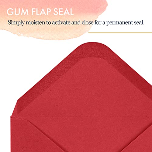 Gift Card Envelopes - 100-Count Mini Envelopes, Red Paper Business Card Envelopes, Bulk Tiny Envelope Pockets For Small Note Cards, Red 4 X 2.7 Inches #TOP4