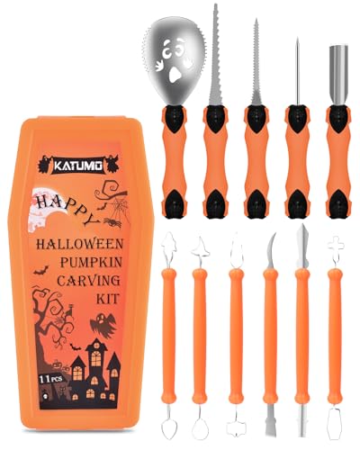 KATUMO Pumpkin Carving Kit, 2023 Upgraded Pumpkin Carving Tools 11 PCS Professional Detail Cutting...