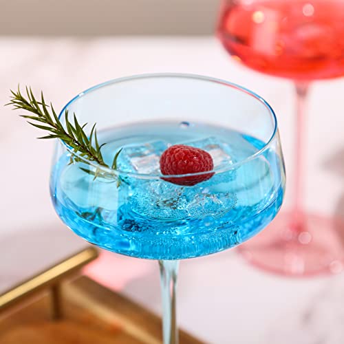 Colored Martini Glasses Set Of 6 - Round Martini Coupe Glass,Large Cocktail Glasses For Cosmo,Espresso Martini,Mixed Drinks,Champagne Coupe Glasses For Wedding,Birthday,Housewarming,Party 12.8Oz #TOP3