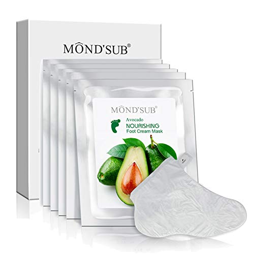 [5 Pairs] MOND’SUB Moisturizing Feet Masks & Avocado Oil Moisturizing Organic – Baby Feet Hydrating Mask for Dry Skin – Instantly Healing Dry Cracked Feet With Natural Oil