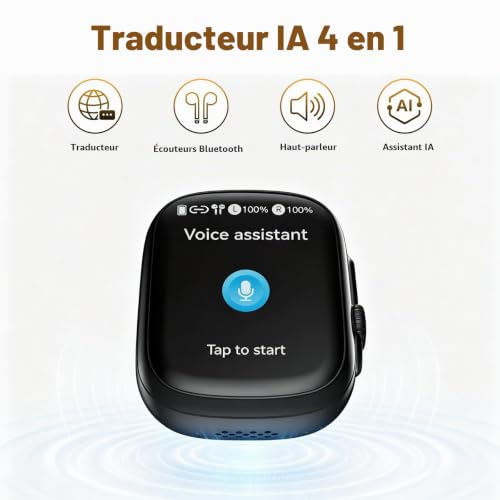 NE72 Écouteurs Traducteurs IA avec Écran Tactile, Traducteur Vocal en Temps Réel avec 165 Langues et 9 Modes, Bluetooth 6.0 avec Application, Son HiFi, 48 Heures d'Autonomie pour Voyages et Affaires – vue 6
