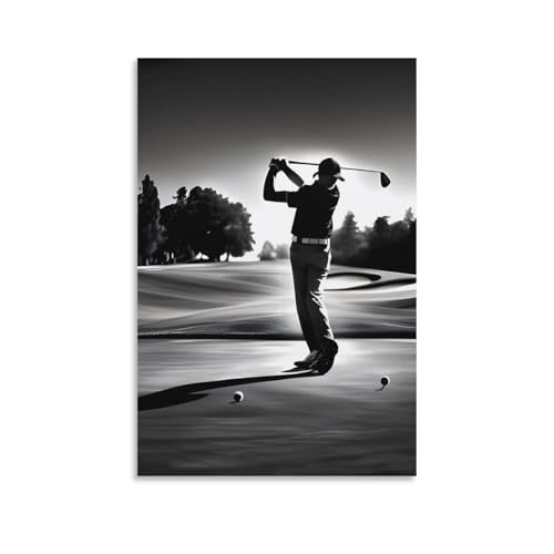 Poster de golf noir et blanc tableau moderne pour chambre apaisante