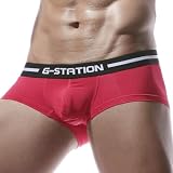 [ジーステーション] ボクサーパンツ メンズ XL レッド メンズ下着 メンズインナー パンツ 男性下着 ローライズ セクシー