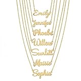 ZNA Jewels Personalised Name Necklace for Women – Custom Stainless Steel or 925 Sterling Silver Name Pendant – Handmade Jewellery Gift for Her (Gold)