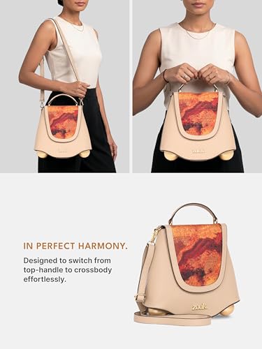 Image of ZOUK Women's Svara Sling Bag | Vegan Leather Bag | Crossbody + Top Handle with Adjustable Strap | Evening & Festive